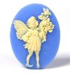 Cameo - Fairy w/Bouquet - Ivory on Blue - 30 x 40
