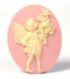 Cameo - Fairy w/Bouquet - Ivory on Pink - 30 x 40
