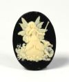 Cameo - Fairy Godmother - Ivory on Black - Med. Pair - Click Image to Close
