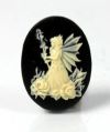 Cameo - Fairy w/Wand - Ivory on Black - Med. Pair