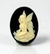 Cameo - Fairy Kneeling - Ivory on Black - Med. Pair - Click Image to Close