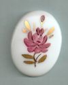 White Glass Cameo with Hand-painted Rose