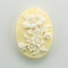 Cameo- Carved Flowers - Med. Pair WHT/IVR - Click Image to Close