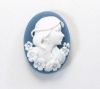 Cameo- Girl w/Flowers on Hair/Shoulder - Med. Pair IVR/NVY - Click Image to Close