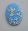 Cameo- Hummingbird White on Lt. Blue - Large - Click Image to Close