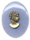 Cameo C-7 Antique Gold Lady w/Med. Blue Background