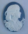 Cameo - White Lady w/Flowers on Navy Background 30x40
