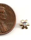 Tiny Gold Flower w/Rhinestone - Peach by the EACH - Click Image to Close