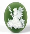 Cameo - Fairy w/Wand - White on Green - 30 x 40