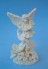Resin Ivory Angel w/Lyre - Large Leaves on Base - Click Image to Close