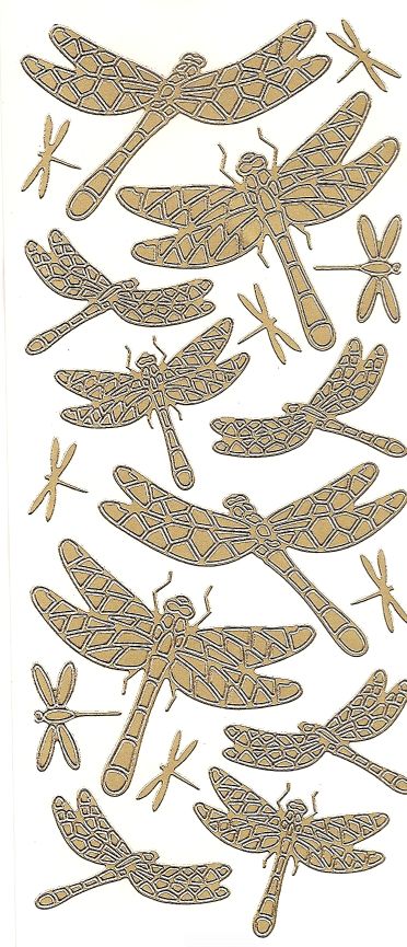 1019 Dragonflies Gold - Click Image to Close