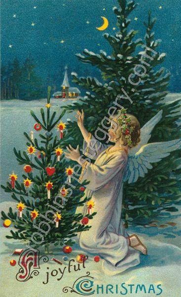Angel with Christmas Tree w/Candles #78 - Click Image to Close