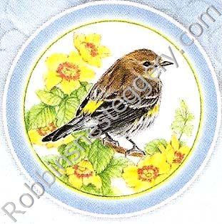 Brown Bird w/Yellow Flowers #150 - Click Image to Close