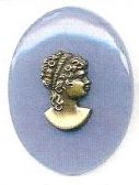 Cameo C-7 Antique Gold Lady w/Med. Blue Background - Click Image to Close