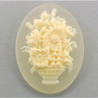 Cameo- Basket of Flowers Ivory/Matte Crystal - 40/30 - Click Image to Close