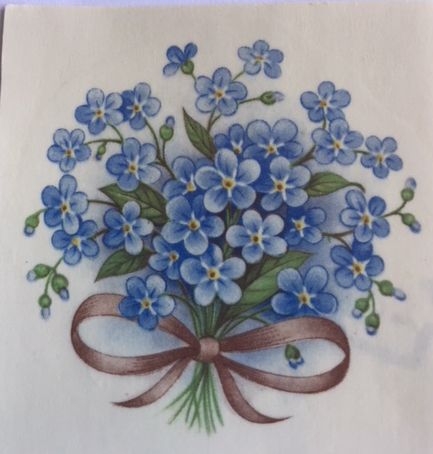 Forget Me Nots Bouquet Decal 2" x 2" - Click Image to Close