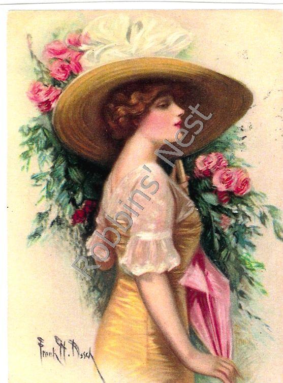 Gibson Girl with Roses and Parasoll #3 - Click Image to Close