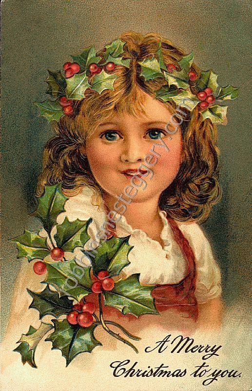 Girl with Holly Crown & Spray #65 - Click Image to Close