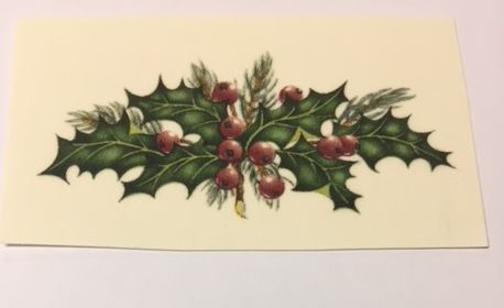 Holly #04 Decal Holly & Fir Swag 15/16" x 2" pack of 2 - Click Image to Close