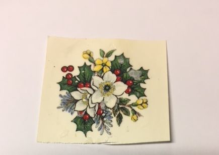Holly #08 Decal w/Yellow Flowers & Christmas Rose Pk of 2 - Click Image to Close