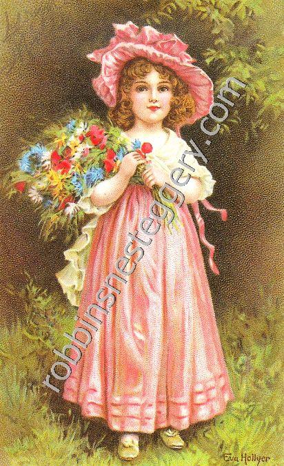 Pink Dress Girl w/Flowers #40 - Click Image to Close