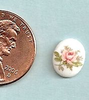 Tiny Porcelain Rose Cameo - 4 pcs. - Click Image to Close