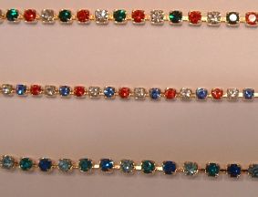 #100 Red/Crystal/Blue Rhinestone Chain by the YARD - Click Image to Close