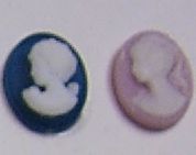Tiny Cameo 6mm x 9mm - Pink or Blue w/White Lady - Click Image to Close