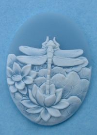Cameo - Dragonfly & Water Lilies w/Blue Background 30x40