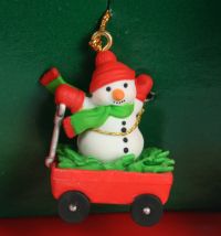 Snowman in Wagon Ornament BUY 1/GET 1 FREE!
