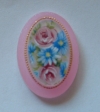 Pink Rimmed Cameo w/Painted Flowers