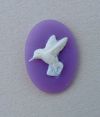Cameo - Hummingbird White on Purple - Small Pair - Click Image to Close