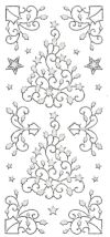 7086 Glitter Holly Stars Trees Scrolls - Transparent Silver - Click Image to Close