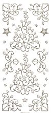 7086 Glitter Holly Stars Trees Scrolls - Transparent Gold - Click Image to Close