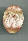 Glass Mirrored Swans Cameo - Small - Click Image to Close