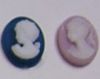 Tiny Cameo 6mm x 9mm - Pink or Blue w/White Lady