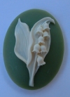 Cameo - Lily of the Valley w/Moss Green Background