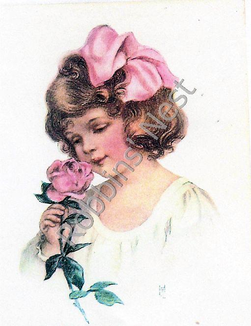 Girl with Pink Rose #12 - Click Image to Close