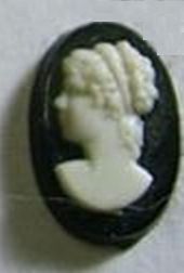 Tiny Cameo Black w/White Lady - Click Image to Close