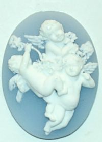 Cameo - White Cherubs w/Blue Background