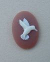 Cameo - Hummingbird White on Dk. Carnelian - Small Pair